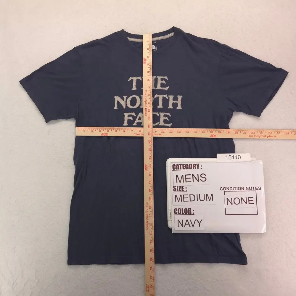 The North Face Casual Crew Neck Graphic T-Shirt Mens Size Medium M Navy Blue